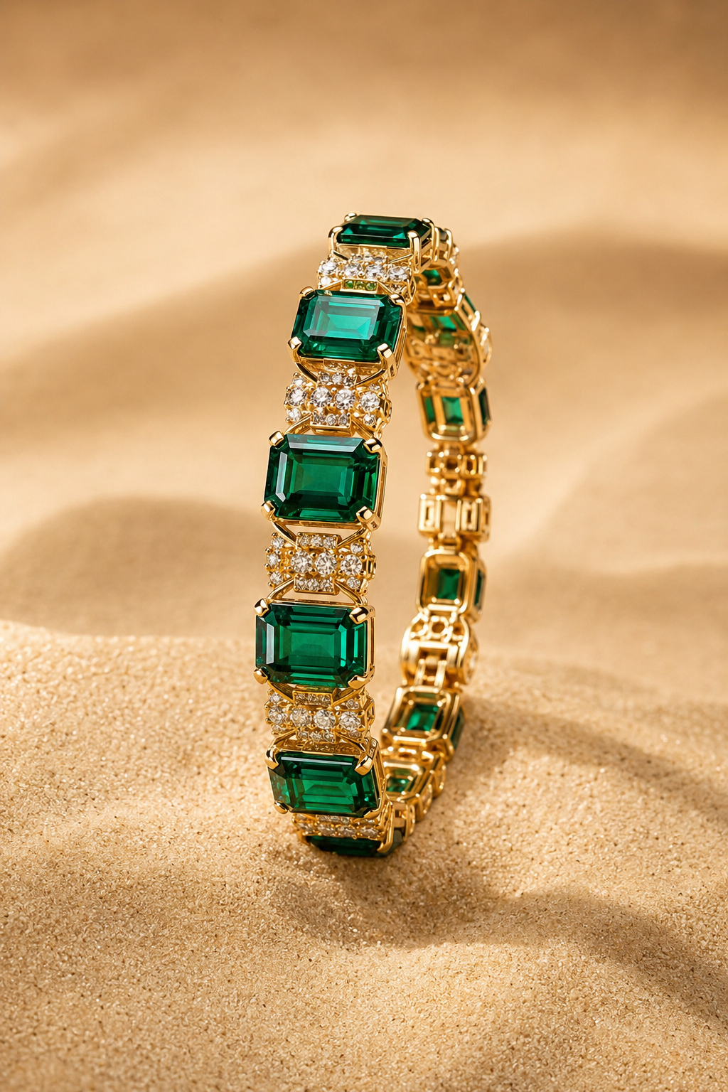 Emerald and diamond bracelet